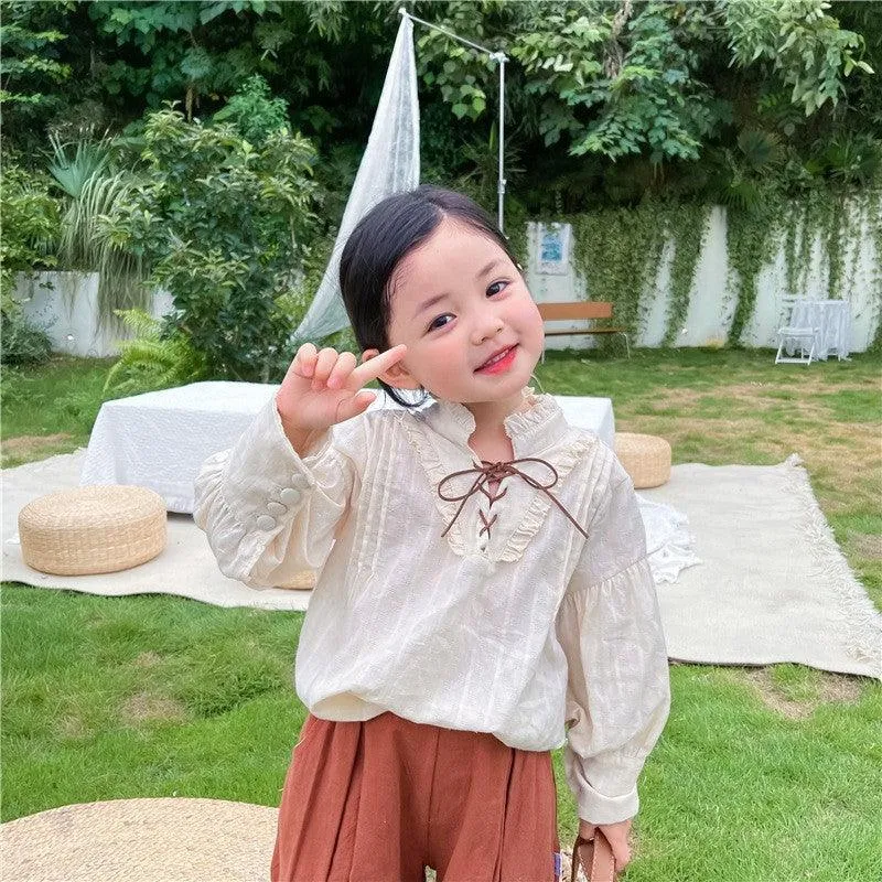 Baby Kid Girls Solid Color Tops