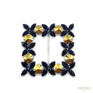 Buckle with Metal Base and Black and Gold Metallic Rhinestones A349 - Gafforelli Srl