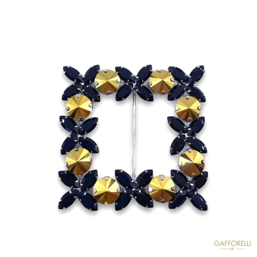 Buckle with Metal Base and Black and Gold Metallic Rhinestones A349 - Gafforelli Srl
