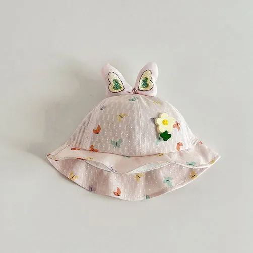Girls Flower Cartoon Print Accessories Hats