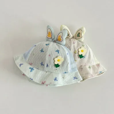 Girls Flower Cartoon Print Accessories Hats