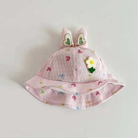 Girls Flower Cartoon Print Accessories Hats