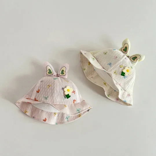 Girls Flower Cartoon Print Accessories Hats