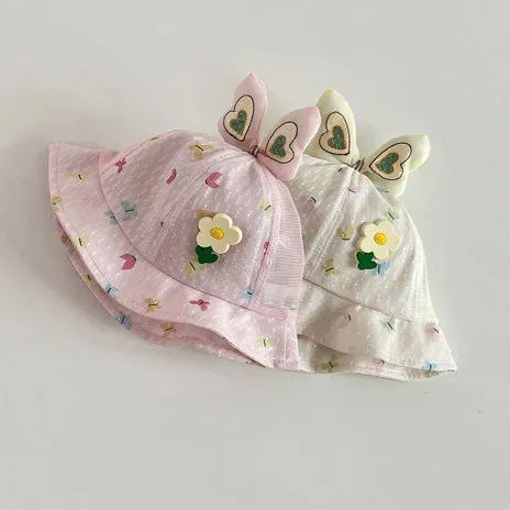 Girls Flower Cartoon Print Accessories Hats