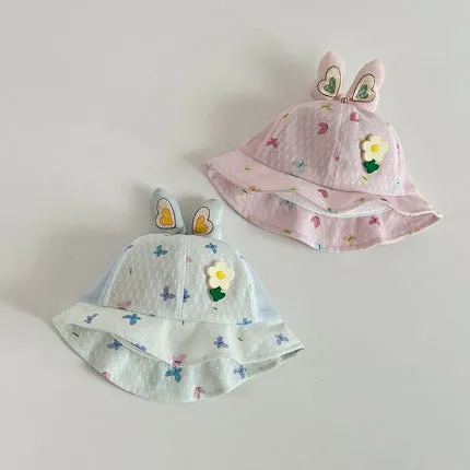 Girls Flower Cartoon Print Accessories Hats