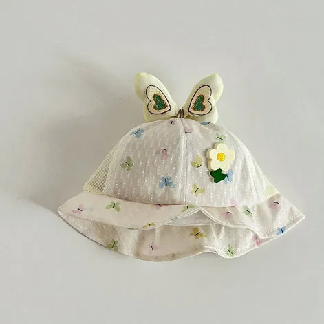 Girls Flower Cartoon Print Accessories Hats