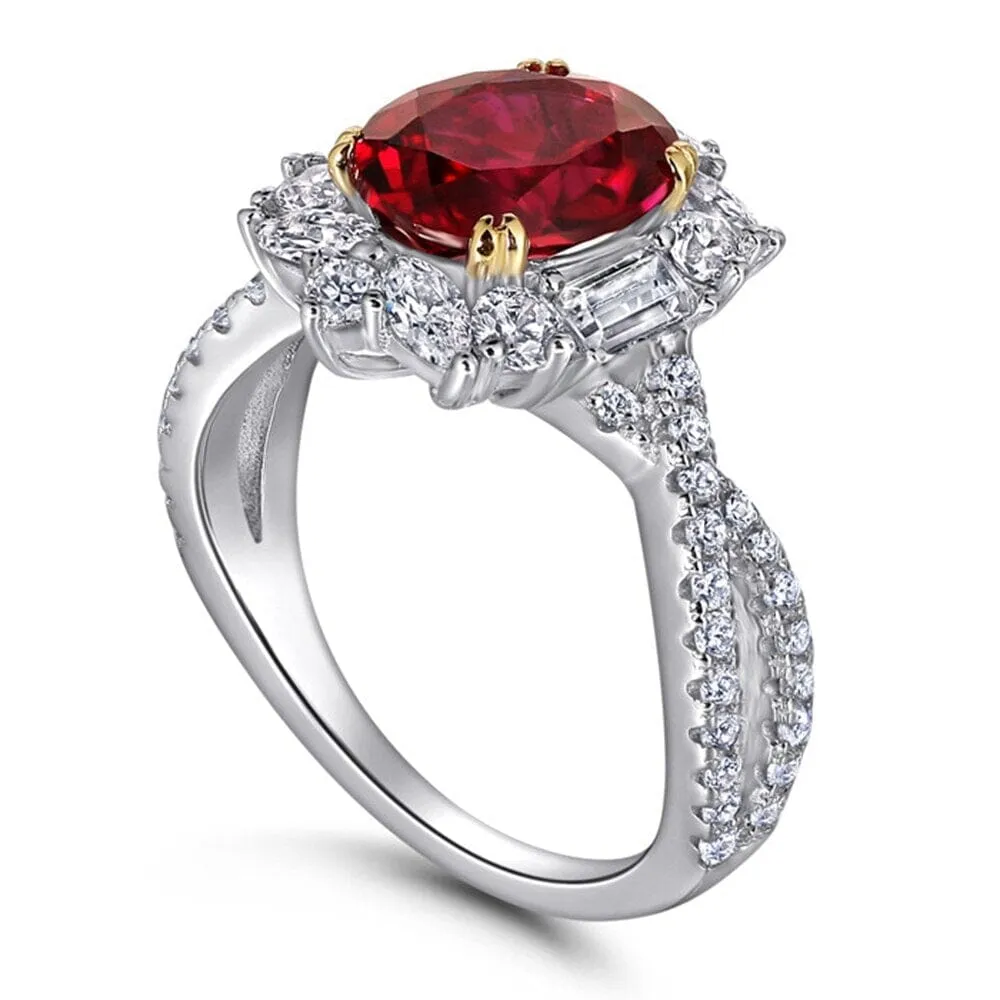 Precious Oval Crystal Ruby Resizable Ring