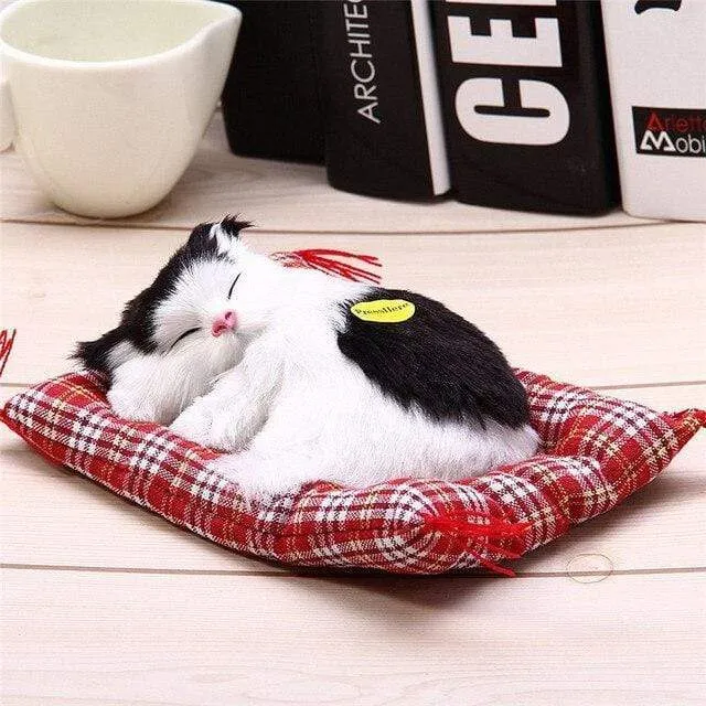Stuffed Toys Lovely Simulation Animal Doll Plush Lazy Sleeping Cats Plush Toy with Sound Home Decorations