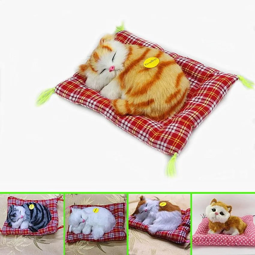 Stuffed Toys Lovely Simulation Animal Doll Plush Lazy Sleeping Cats Plush Toy with Sound Home Decorations