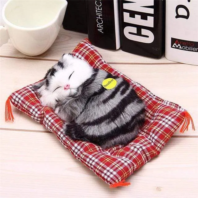 Stuffed Toys Lovely Simulation Animal Doll Plush Lazy Sleeping Cats Plush Toy with Sound Home Decorations