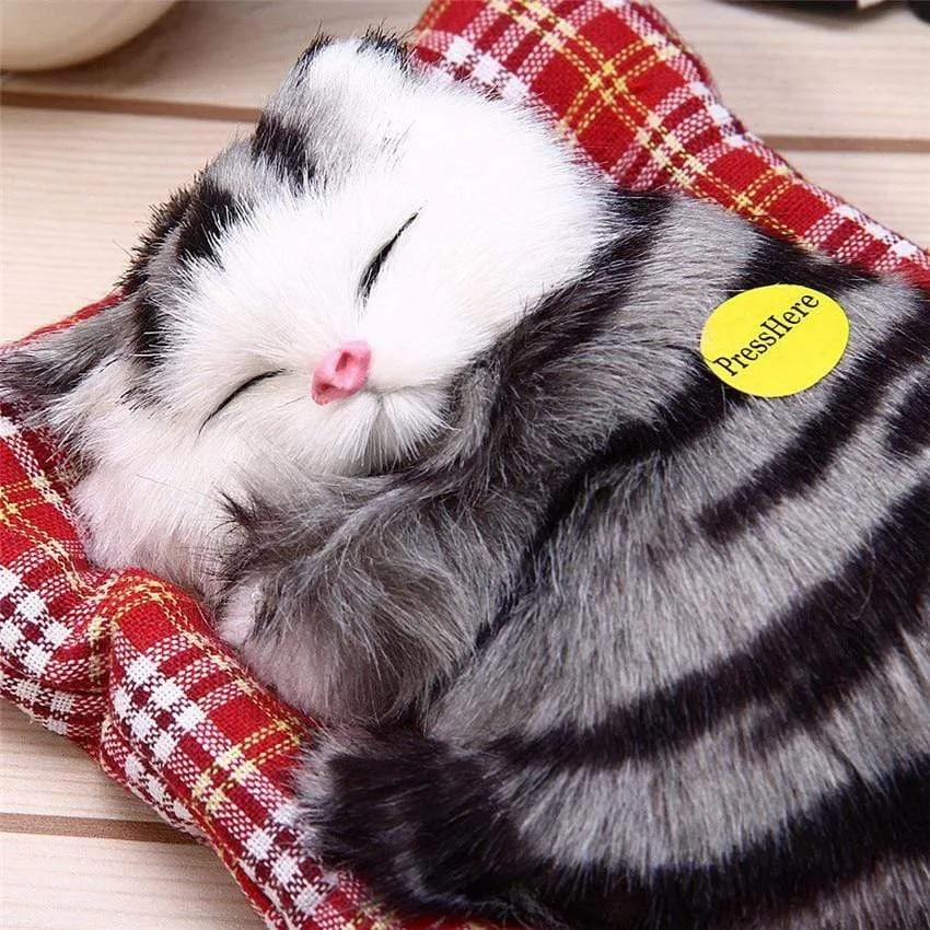 Stuffed Toys Lovely Simulation Animal Doll Plush Lazy Sleeping Cats Plush Toy with Sound Home Decorations