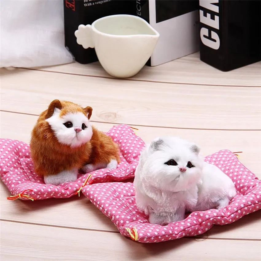 Stuffed Toys Lovely Simulation Animal Doll Plush Lazy Sleeping Cats Plush Toy with Sound Home Decorations