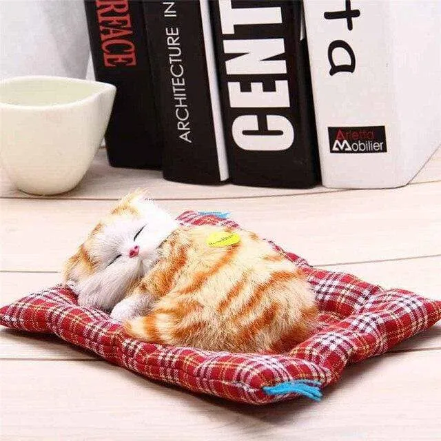 Stuffed Toys Lovely Simulation Animal Doll Plush Lazy Sleeping Cats Plush Toy with Sound Home Decorations