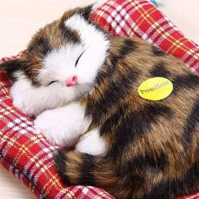 Stuffed Toys Lovely Simulation Animal Doll Plush Lazy Sleeping Cats Plush Toy with Sound Home Decorations