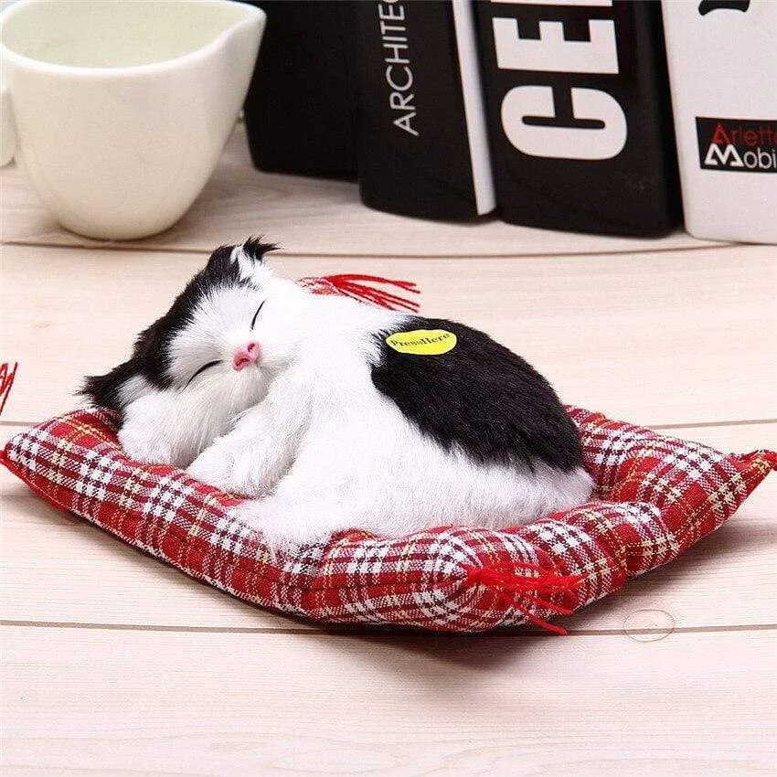 Stuffed Toys Lovely Simulation Animal Doll Plush Lazy Sleeping Cats Plush Toy with Sound Home Decorations