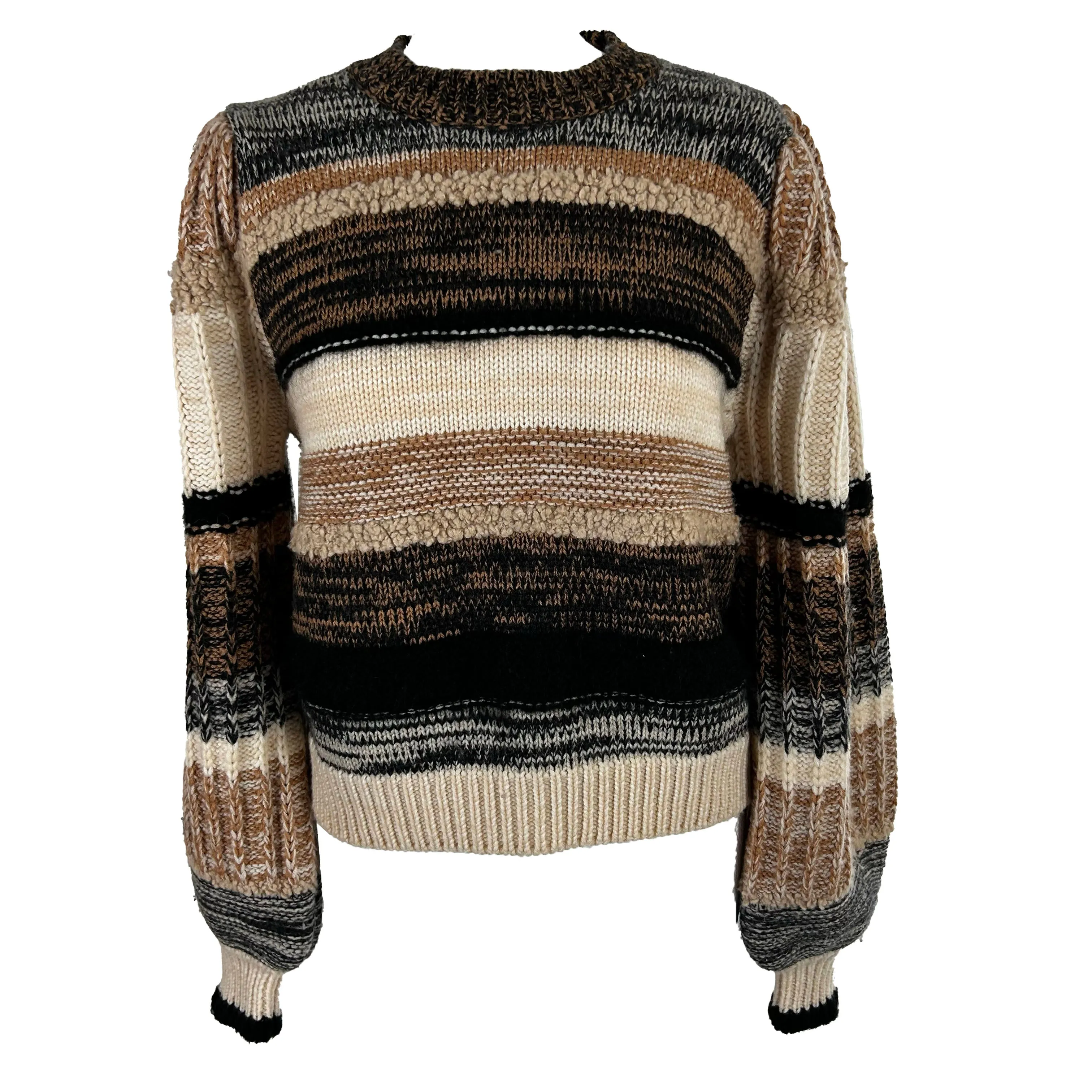 Ulla Johnson $398 Cream & Black Textured Wool  Knit Sweater M