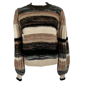Ulla Johnson $398 Cream & Black Textured Wool  Knit Sweater M