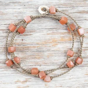 Wrap-0598-Peach Moonstone Cube Petite