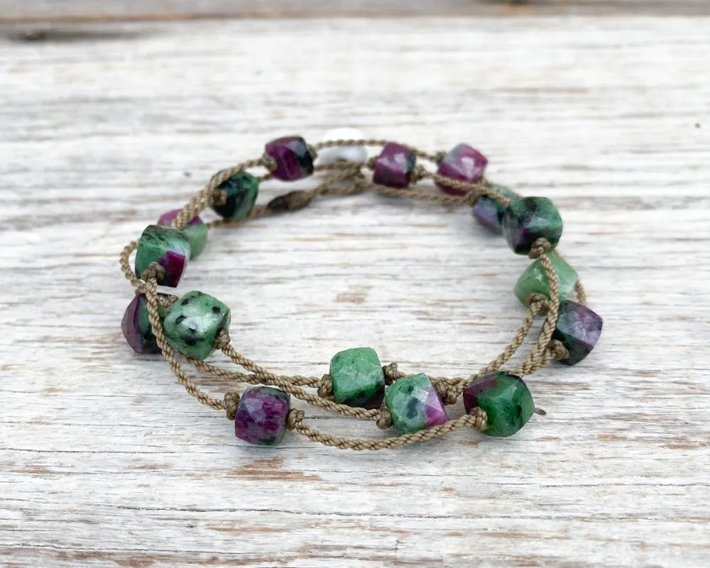 Wrap-1005-Ruby Zoisite Cube Petite